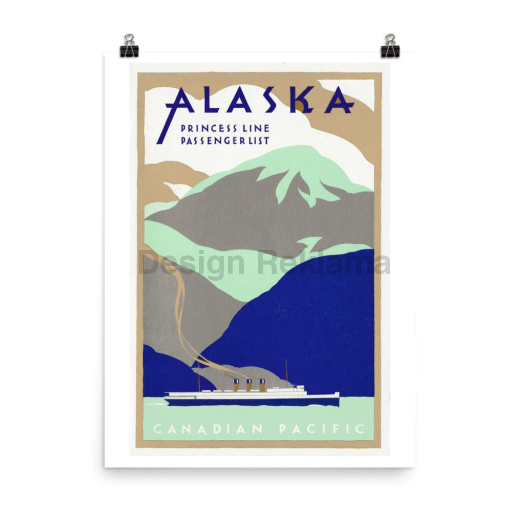 Alaska Princess Line Canadian Pacific, 1936. Unframed Vintage Travel Poster Vintage Travel Poster Design Reklama