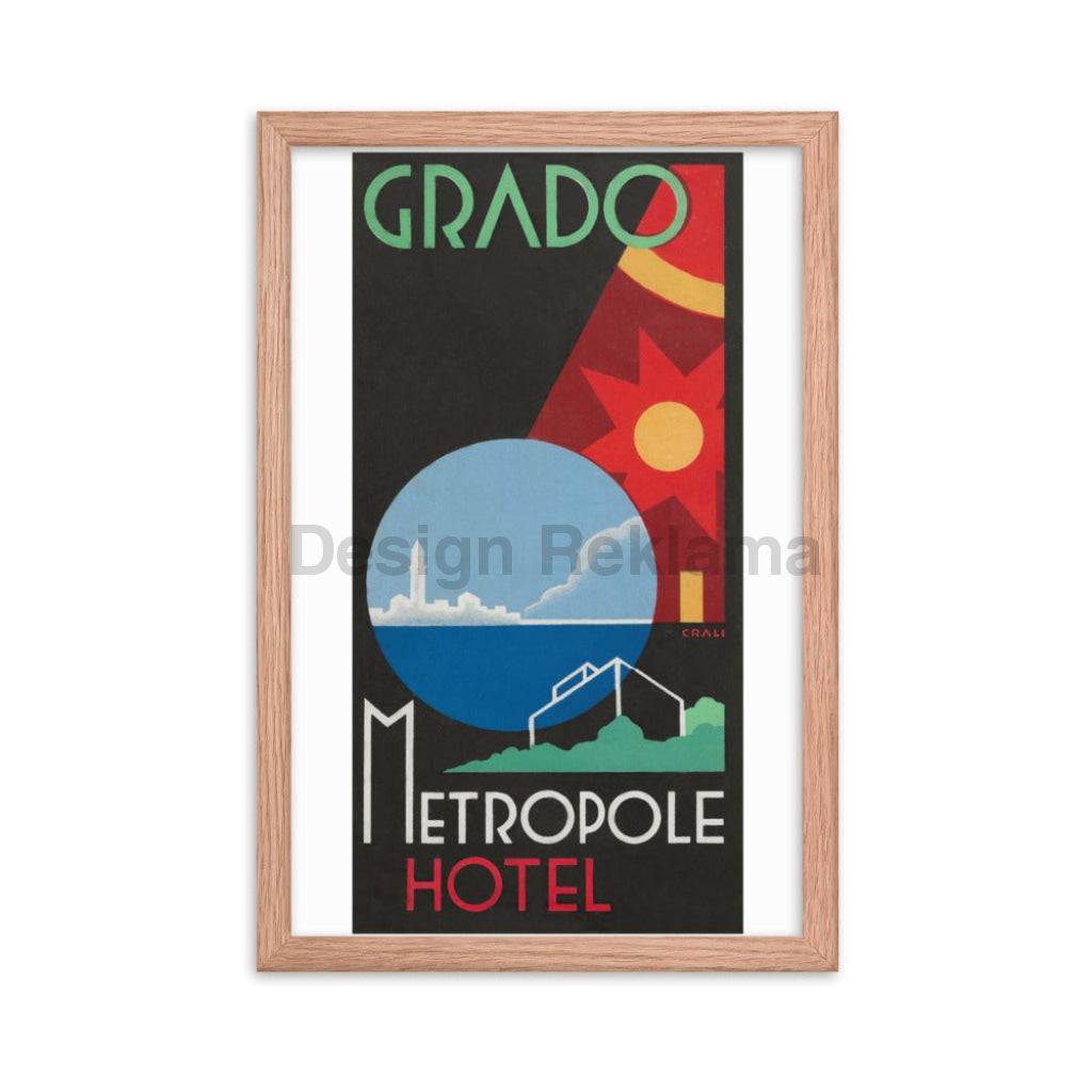 Grado - Metropole Hotel Poster, 1938. Designed by Enrico Crali. Framed Vintage Travel Poster Vintage Travel Poster Design Reklama