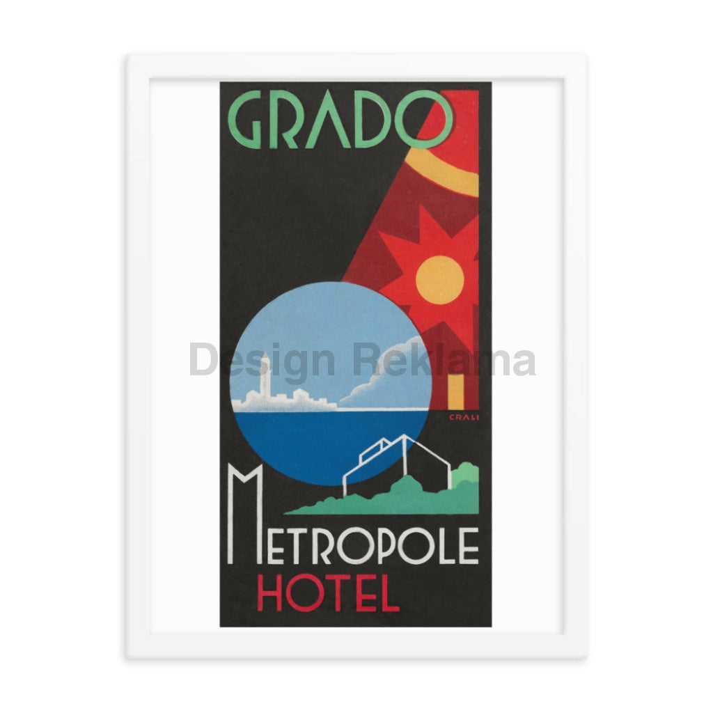 Grado - Metropole Hotel Poster, 1938. Designed by Enrico Crali. Framed Vintage Travel Poster Vintage Travel Poster Design Reklama