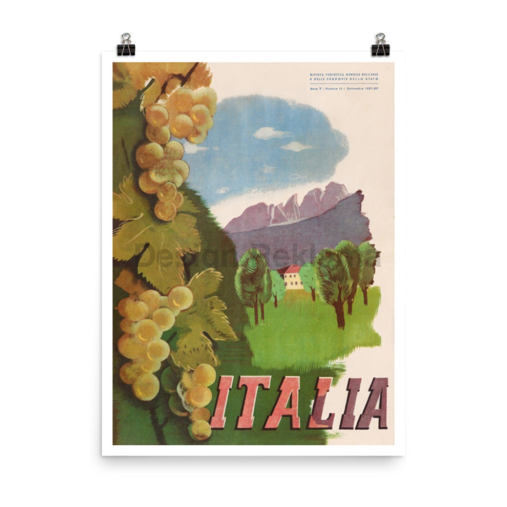 Italian Wine - Travel in Italy, 1937. Unframed Vintage Travel Poster Vintage Travel Poster Design Reklama