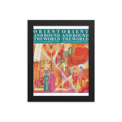 Orient Around The World Dollar Steamship Line, 1930. Framed Vintage Travel Poster Vintage Travel Poster Design Reklama