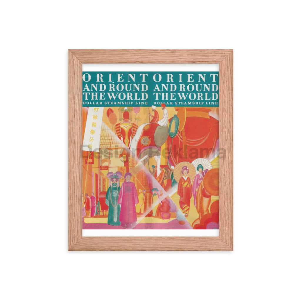 Orient Around The World Dollar Steamship Line, 1930. Framed Vintage Travel Poster Vintage Travel Poster Design Reklama