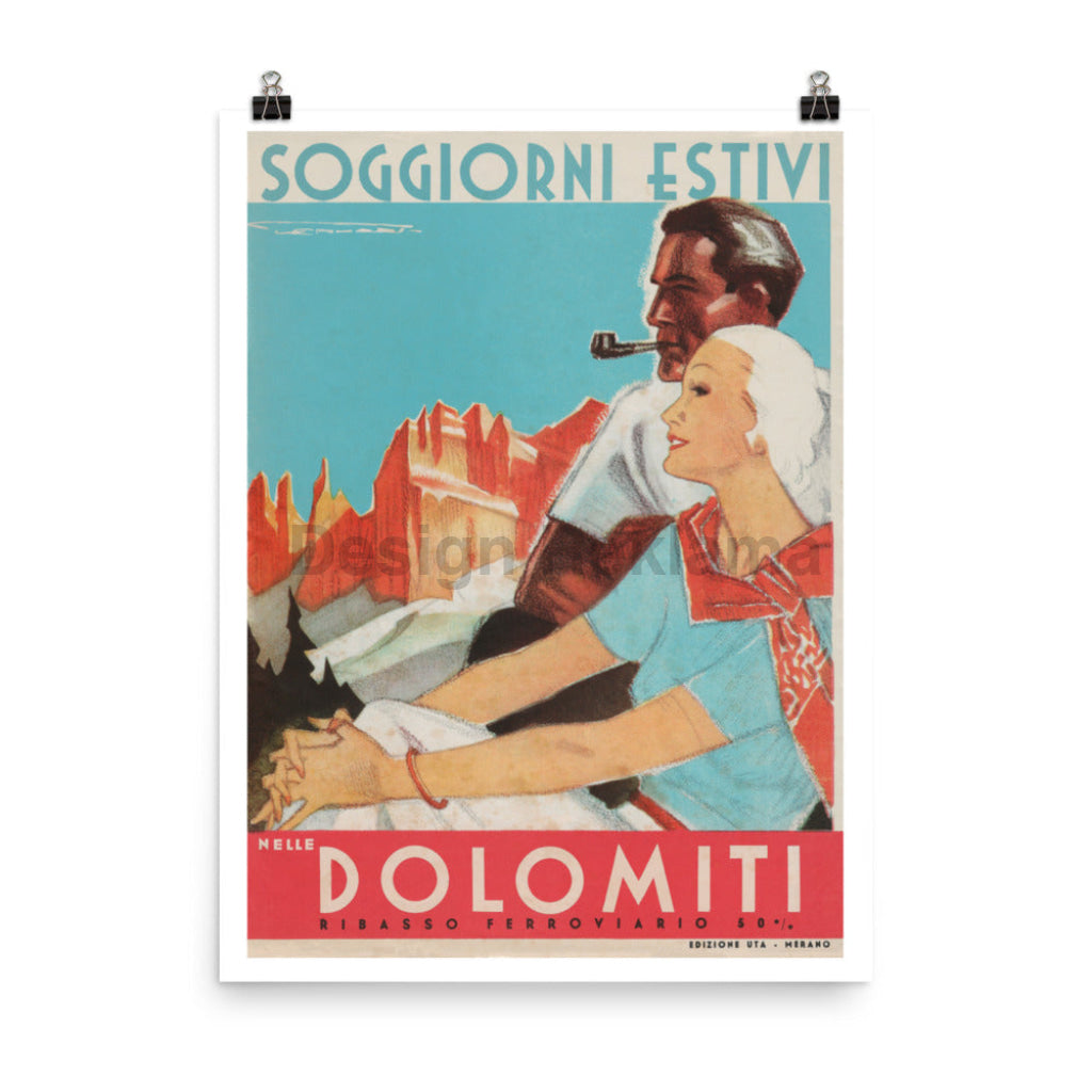 Summer Stays in the Dolomites, Italy circa 1933. Unframed Vintage Travel Poster Vintage Travel Poster Design Reklama