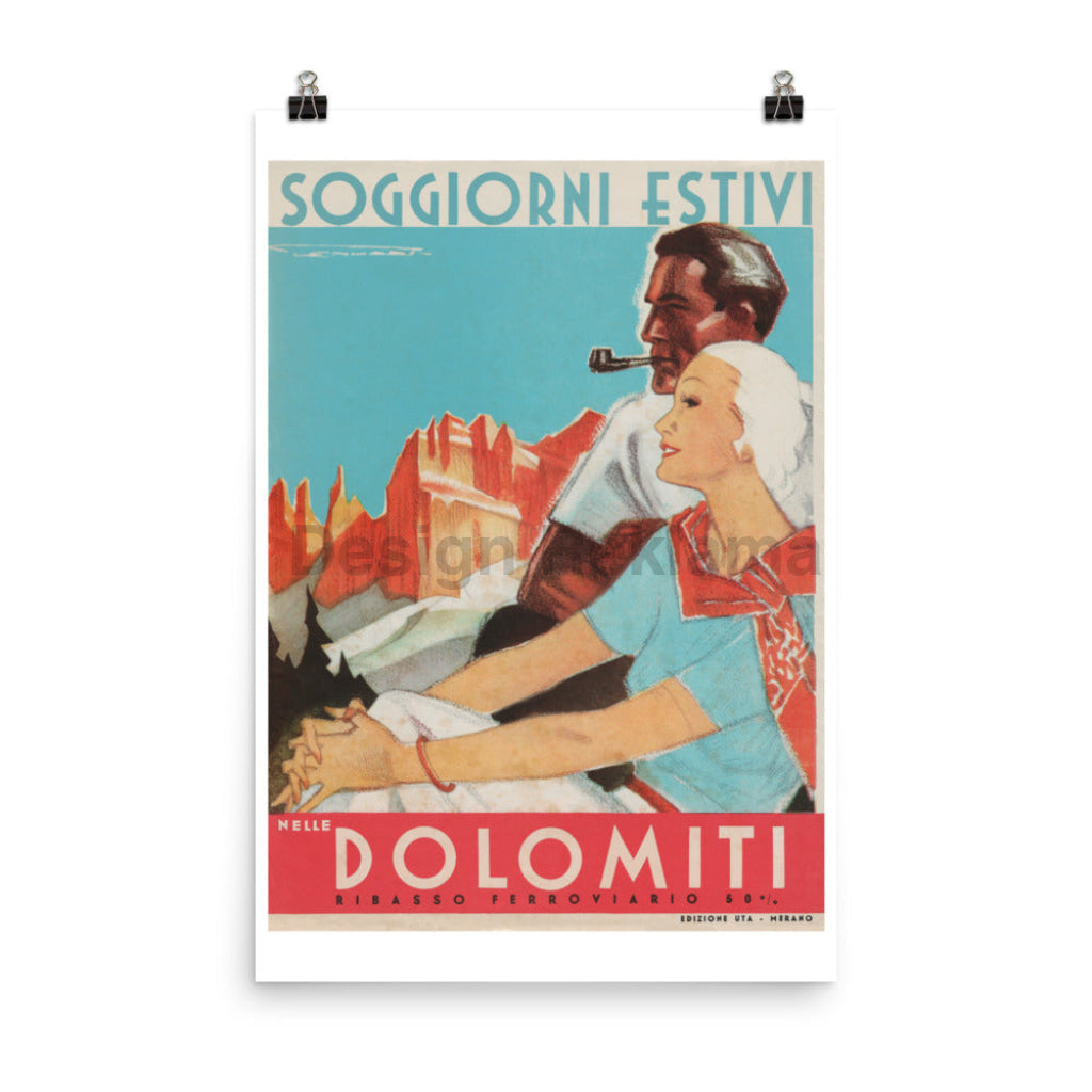 Summer Stays in the Dolomites, Italy circa 1933. Unframed Vintage Travel Poster Vintage Travel Poster Design Reklama