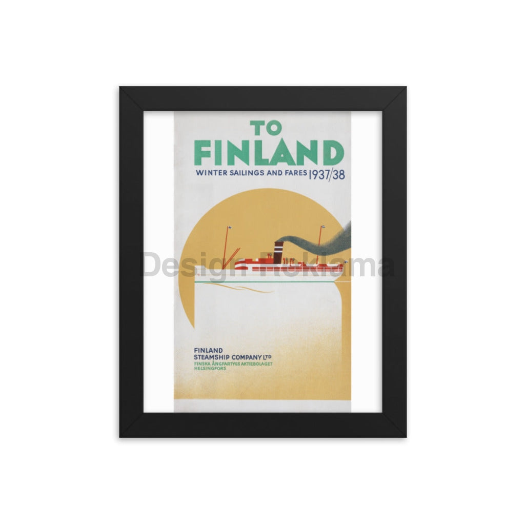 To Finland - Winter Sailings and Fares 1937/38 from the Finland Steamship Company Ltd. Framed Vintage Travel Poster Vintage Travel Poster Design Reklama